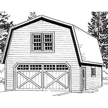 Amazon Com Garage Plans Gambrel Style Two Car Garage With Attic