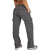 Waitfairy Wide Leg Sweatpants Women Cargo Pants Fleeece High Waisted Baggy Sweatpants for Women Casual Pants with 8 Pockets