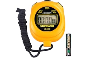 MUSHPORT Stopwatch Timer with Countdown, ON/Off No Clock No Date Simple Operation, Digital Stop Watch for Sports Kids Coaches Swimming Running, Orange