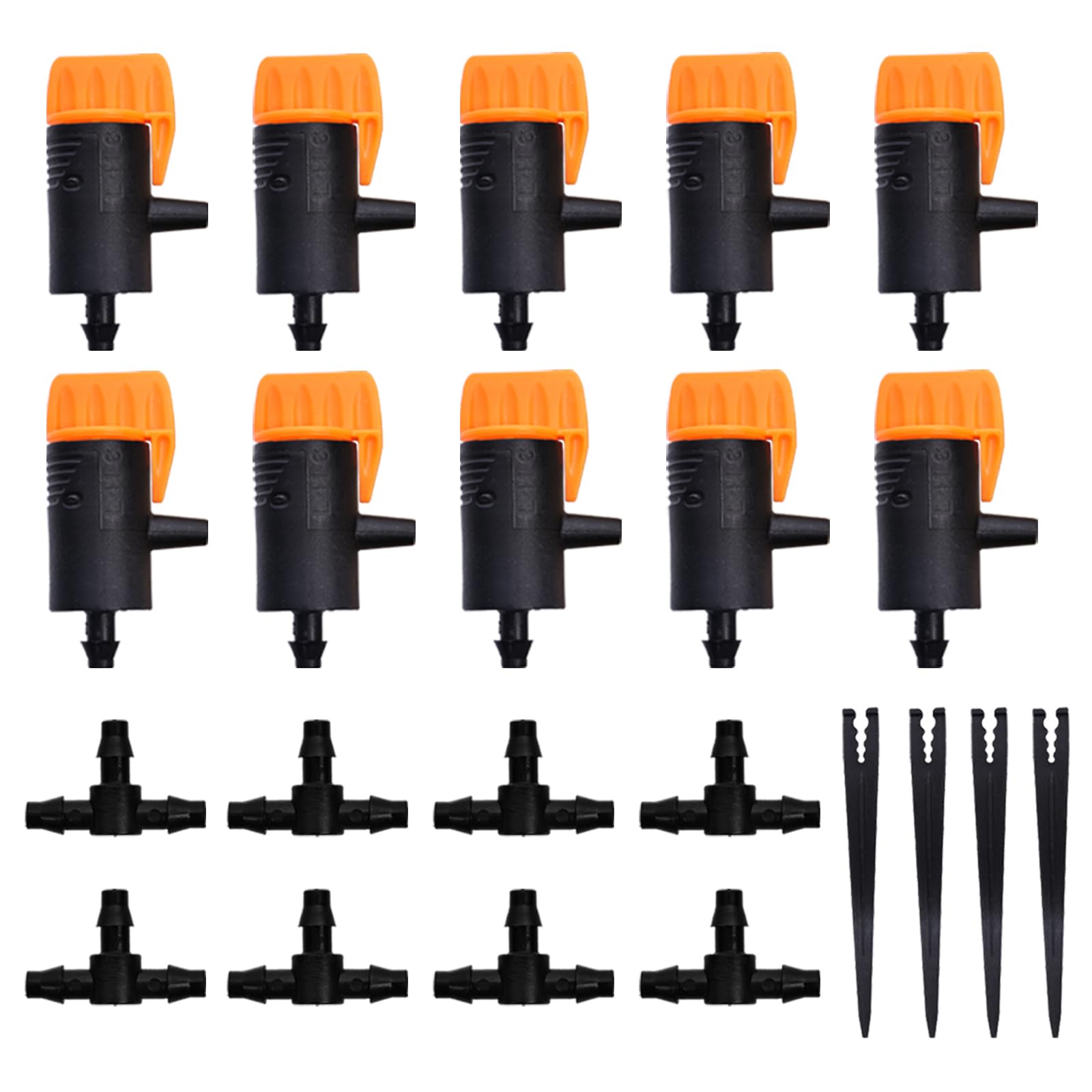HOINCO Garden Irrigation Kit,Adjustable Micro Drip Dropper,Hose Bracket for 4/7 or 3/5 Irrigation Hose,4/7mm Tee Barb Hose Connector