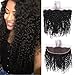Ainmeys Curly Wave Wigs Virgin Brazilian Water Wave Wigs None Lace Front Wigs Human Hair Wigs 150% Density Glueless Machine Made Wigs For Black Women (20inch, jet dark wigs)