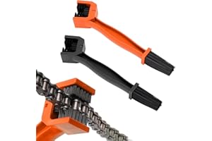 Kewucn 2 PCS Bike or Motorcycle Chain Wahser, Three Side Motorcycle Chain Cleaning Brush, Universal Bicycle Chain Crankset Gear Scrubber Dirt Washing Tool, Motorcycle Accessories (Black+Orange)