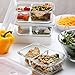 2 Compartment Glass Meal Prep Containers (3, 30 Oz) - Food Storage Containers with Vented Lids | Glass Bento Box Lunch Box for Adults | Leakproof Food Prep Containers | Portion Control Food Containers