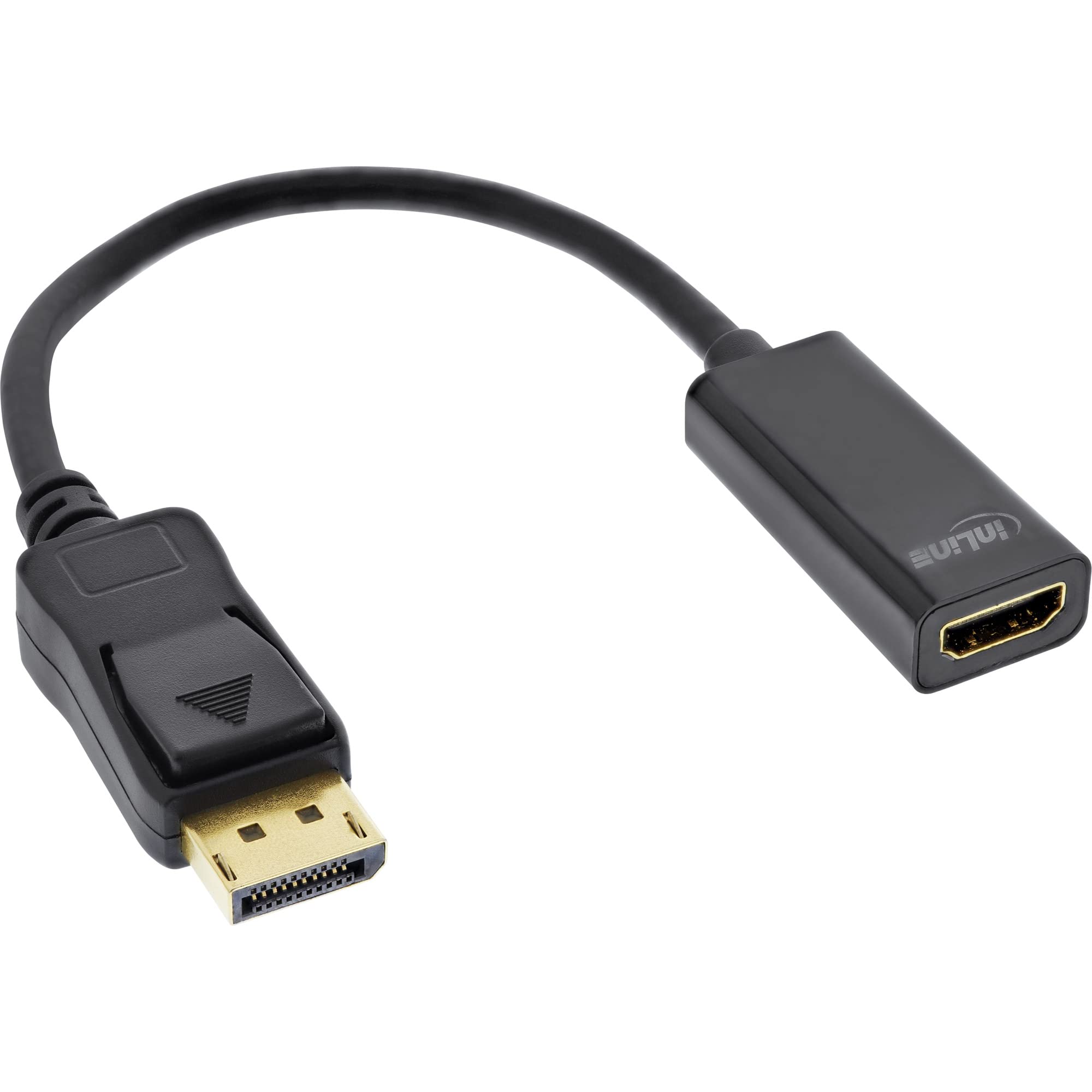 InLine 17198C DisplayPort to HDMI Adapter Cable with Audio, DisplayPort Male to HDMI Female, 4K/60Hz, Black, 0.15 m