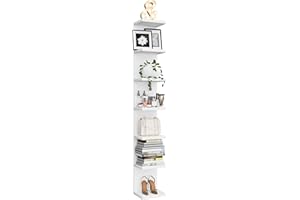 BKALEME 7 Tier Wall Shelf Unit, Floating Shelves for Storage Home Display, Versatile Lack Wall Shelves for Bedroom,Living Room,Office Decor, Tall Long Shelf for Book,Shoe,Vanity, Purse and TV White