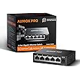 5 Port Gigabit Unmanaged Ethernet Switch, AUMOX PRO Home Network Hub, Office Ethernet Splitter, Plug-and-Play, Silent Operation, Desktop or Wall Mount, Fanless Metal Design