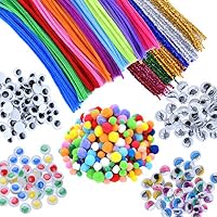 EpiqueOne 750 Pieces Kids Art & Craft Supplies Assortment Set for School Projects, DIY Activities & Parties; Pipe Cleaners & Chenille, Pom Poms, Googly Eyes, Mascara Eyes, Colored Eyes for Sensory