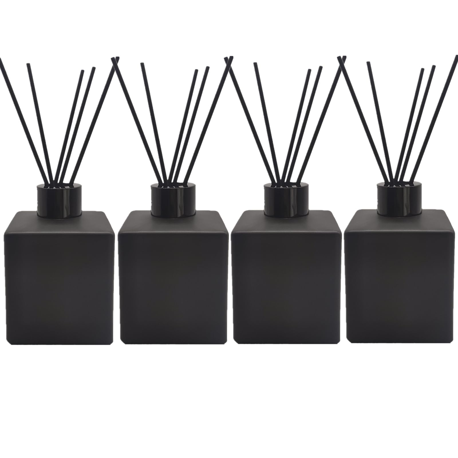 Photo 1 of **MISSING ONE CAP***Perfume Reed Diffuser Bottle,Empty Square Essential Oil Bottles Glass Jar with Black Sticks for DIY Fragrance Replacement Diffuser Sets (200ml/6.7oz, Matte Black)