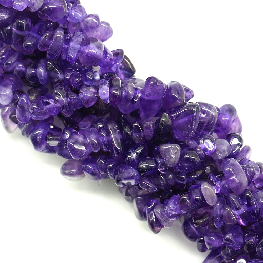 260pcs Natural Amethyst Crystal Chips Beads for Jewelry Making 5mm to 8mm Irregular Gemstone Crystal Beads for Bracelet Making Craft Beads with Holes Jewellery 32 inch