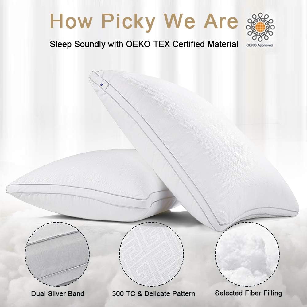 viewstar King Size Pillows for Sleeping, Bed Pillows 2 Pack Hotel Quality Pillow, Down Alternative Hypoallergenic Pillows for Side Back Stomach Sleepers, Soft and Supportive Gusseted Pillow (20x36): Home & Kitchen