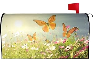 Abucaky Spring Butterflies Flowers Mailbox Cover Magnetic Waterproof Mailbox Wraps Post Letter Box Decor 21x18 in