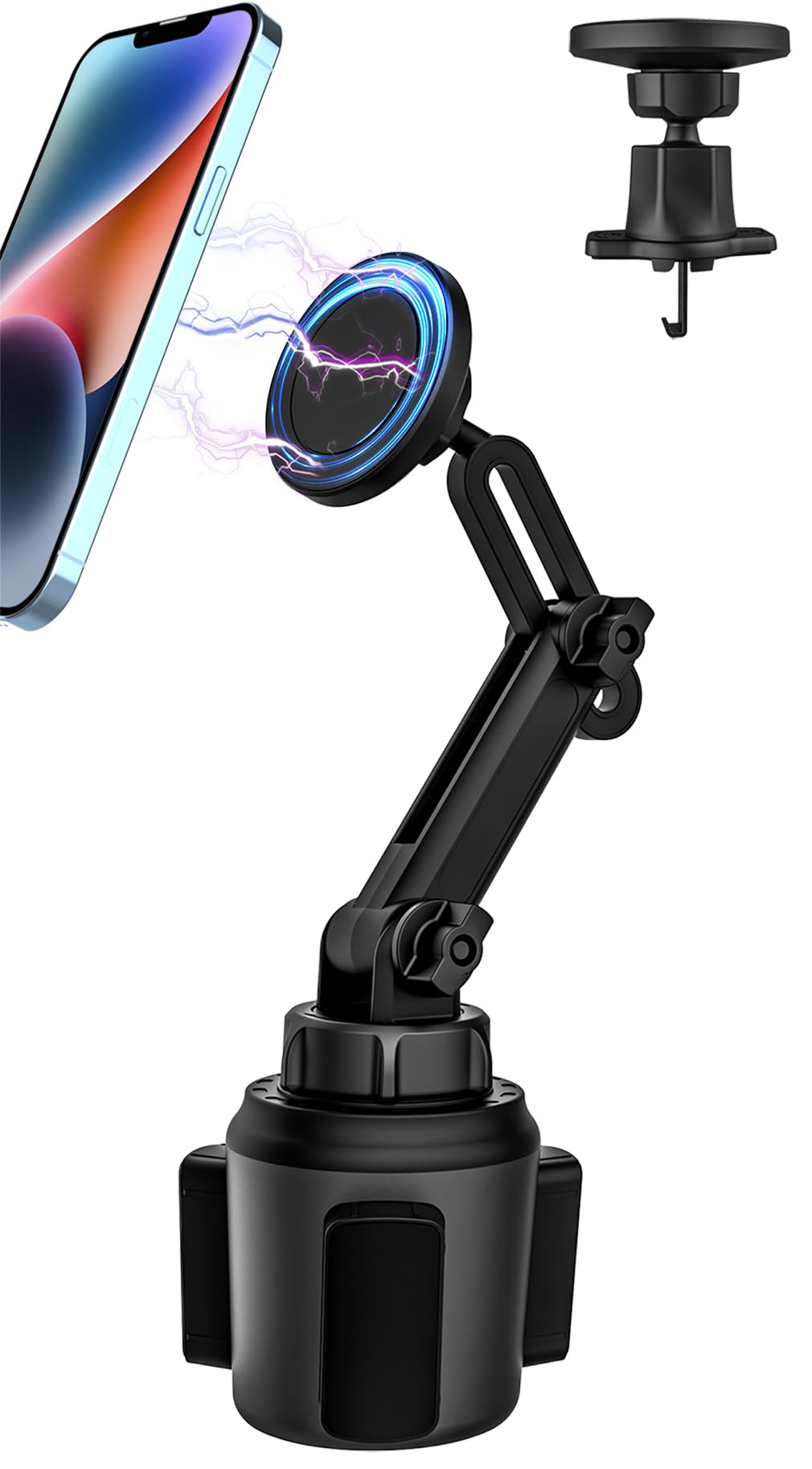 Oilcan Car Phone Holder Magnetic 2-Pack, Car Cup Holder Phone Mount Mag-Safe & Magnet Air Vent Bracket with Two Metal Rings for iPhone 15 Pro Max 14/13/ 12 & Mag-Safe Case & All Phones