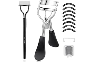 docolor Eyelash Curler with Eyelash Comb, Lash Curler with 8 Pcs Silicone Refill Pads Suitable for All Eye Shapes Curl up to one Day Easy to Operate No Pinching or Pulling Eyelash Eye Makeup Tool
