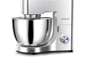 COOKLEE Stand Mixer, 9.5 Qt. 660W Electric Kitchen Mixer with Dishwasher-Safe Dough Hooks, Flat Beaters, Wire Whip & Pouring 
