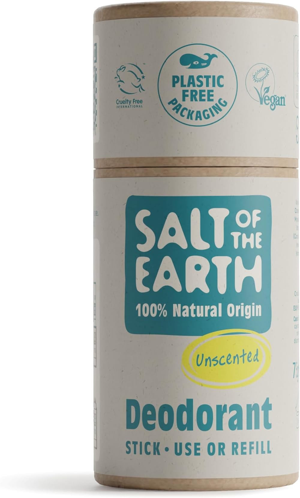 Salt Of The Earth Unscented Natural Deodorant Stick Refill 75g UK Made