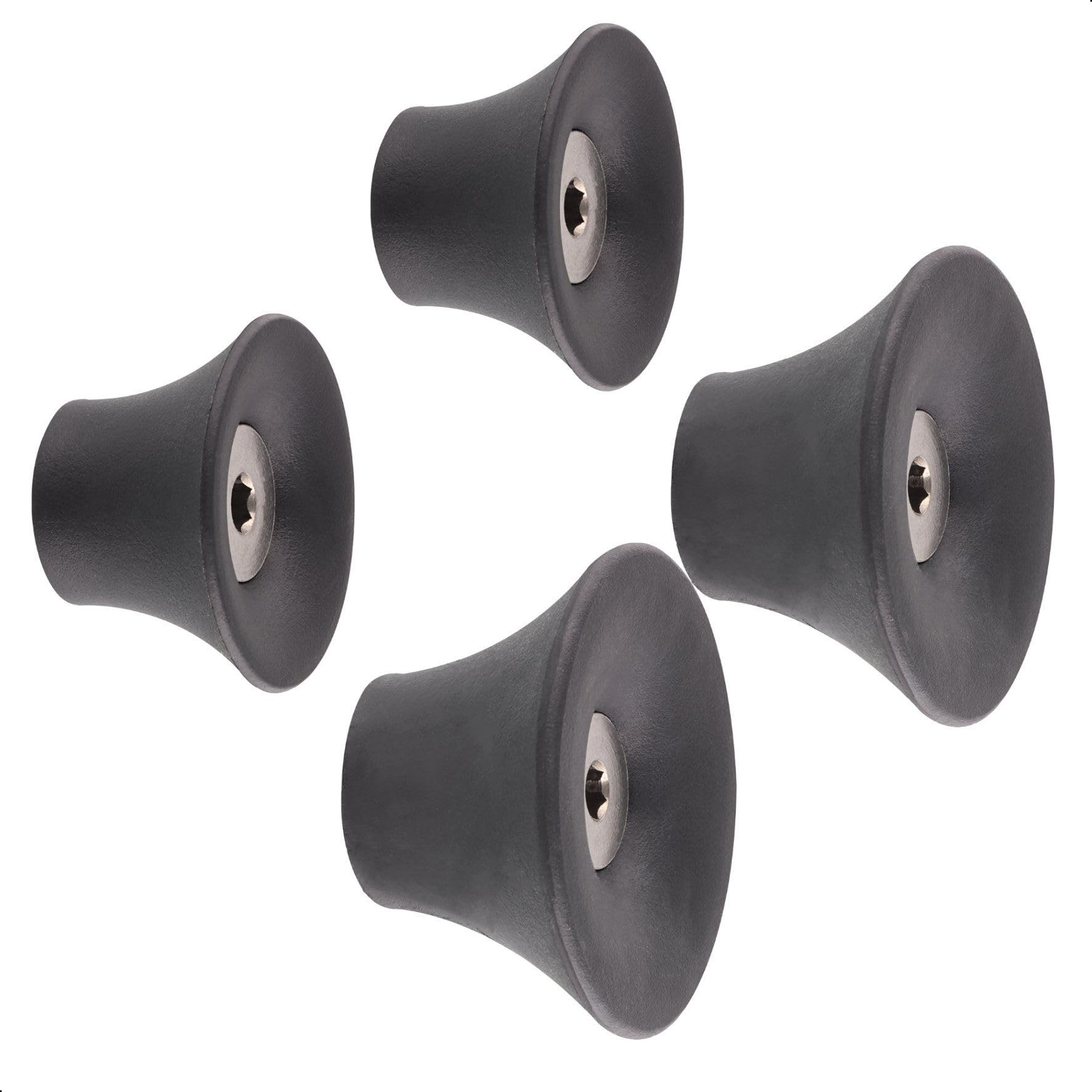 Wagner - hooks4home - Design Wall Hook Tulip 4pcs. Set - Ø 38 x 24 mm & Ø 50 x 30 mm, for Clothes, Bags, Hats etc., Made of Plastic & galvanised Steel, Black, Capacity 11 lbs - 17030024