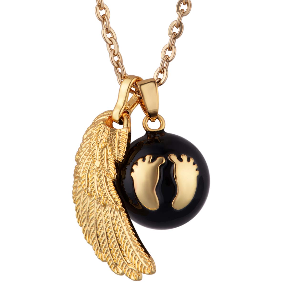 AEONSLOVE Chime Ball Pendant Necklace Music Wishing Bola Angel Wing for Pregnancy Mom Baby Best Jewellery Gift