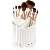 Anyoifax 360 Rotating Makeup Brush Holder Make Up Brushes Organizer, White | Spinning Makeup Brush Cup Cosmetics Container Pe