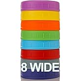 AOZITA Wide Mouth Mason Jar Lids [8 Pack] for Ball, Kerr and More - Colored Plastic Storage Caps for Mason/Canning Jars - Lea