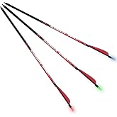 BARNETT - Carbon Headhunter Lighted Strobe Crossbow Arrows - Multicolor Strobing Nocks, Half-Moon Design, Fully Assembled