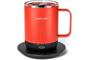 vsitoo Smart Temperature Control Mug, App-Controlled Heated Coffee Cup, Red - 14 oz