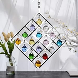 WEISIPU Colorful Crystal Ornaments - Metal Crystal Garden Pendant Rainbow Crystal Ornament Crystal Ball Prism for Window, Garden, Home Decoration (Colorful)