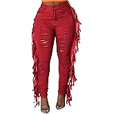 SeNight Women's High Waisted Ripped Jeans Cut Out Destroyed Distressed Denim Pants