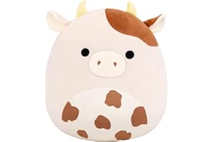 Squishmallows Original 14in Nightingale The Brown Cow with Spots – Official Jazwares Plush (Large)