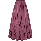 SCARLET DARKNESS Womens Boho Maxi Skirt 2026 Renaissance Long Skirt High Waist Ruffle Flowy Skirts