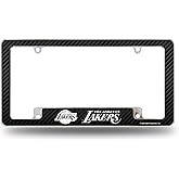Rico Industries NBA Los Angeles Lakers Carbon Fiber 12" x 6" Chrome All Over Automotive License Plate Frame for Car/Truck/SUV