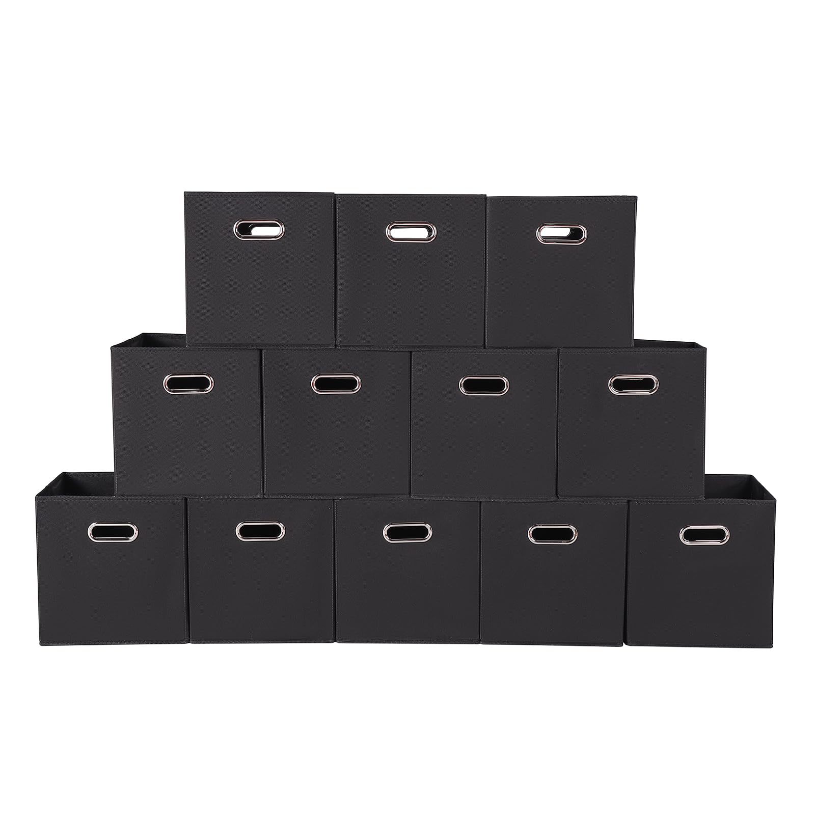 Yunkeeper Fabric storage bins Cubes, Fabric Cube Organizer with Handle, Foldable Cube Bins for Cloth or Accessary Storage, 11x11x11, Set of 12, (Black)