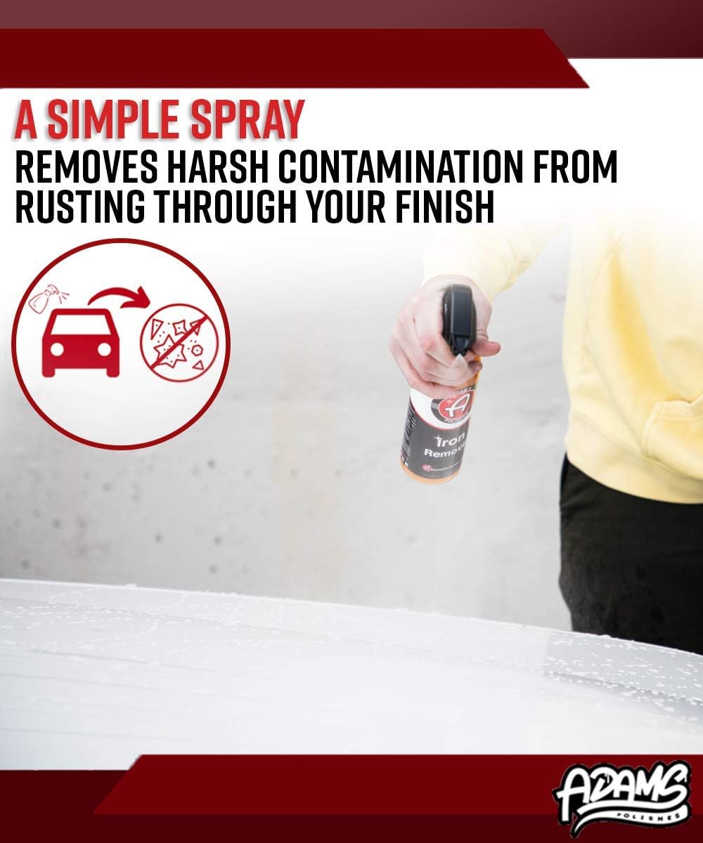 Adam's Iron Remover (16oz) - Fallout Iron Out Rust Stain Remover Spray For Pro Car Detailing | Use Before Car Wash Clay Bar Car Wax Ceramic Coating & Machine Car Buffer Polisher | Auto Paint Motorcycle RV Boat: Health & Personal Care