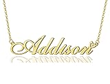 AOLO Addison Heart Name Necklace 18k Gold Plated