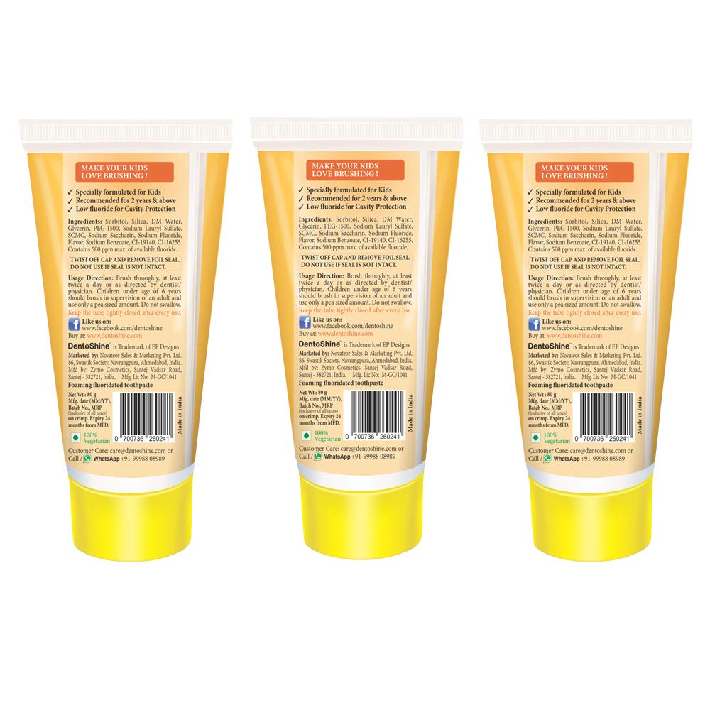 Buy Dentoshine Gel Toothpaste For Kids Watermelon Pack Of 3 80