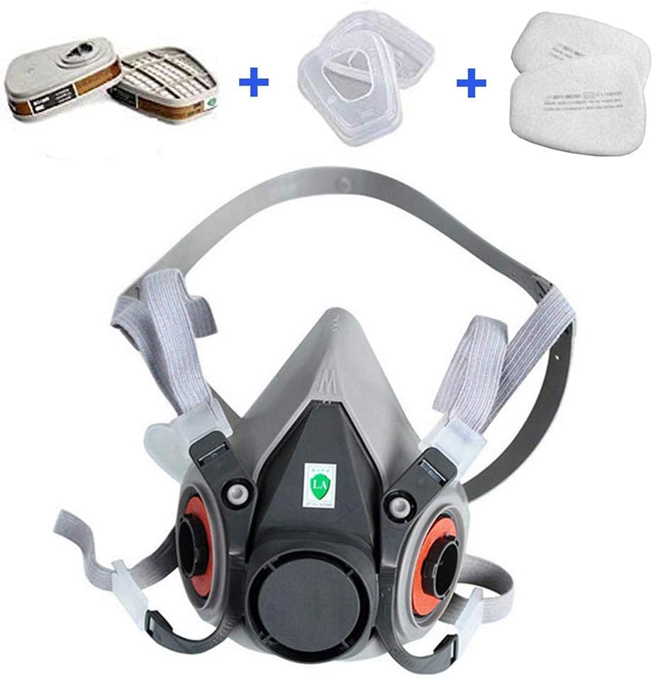 Half Facepiece Respirator - Gas Spray Painting Protection Respirator Reusable Dust Paint Mask (1-Pack, Medium,Whole Set)