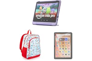 Amazon Fire HD 10 Kids Pro tablet (32 GB, Happy Day) Backpack Travel Bundle