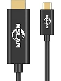 USB C to HDMI Cable,(4K 60Hz), MSLAN (6ft/1.8m) USB Type-C to HDMI Cable [Thunderbolt 3 Compatible] MacBook Pro 2018/2017/2016, Surface Book 2, Galaxy S9/S8, Dell XPS 13/15 Black
