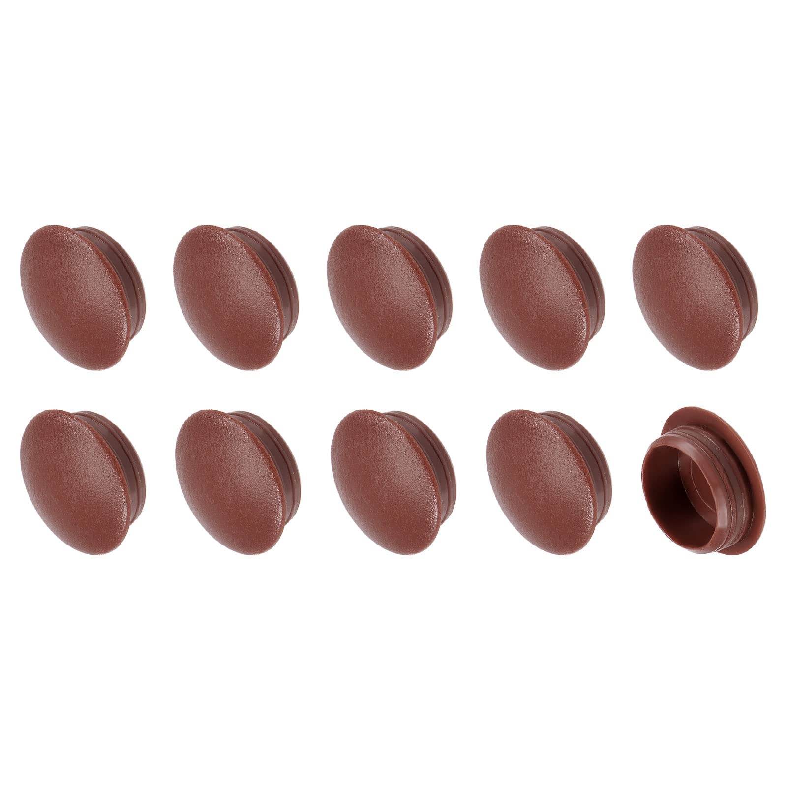 METALLIXITY Screw Hole Plugs (12mm Dia x 15mm Cap Dia x 7mm H) 20Pcs, Plastic Shelf Peg Cap Cover Button - for Kitchen Cupboard Furniture, Brown