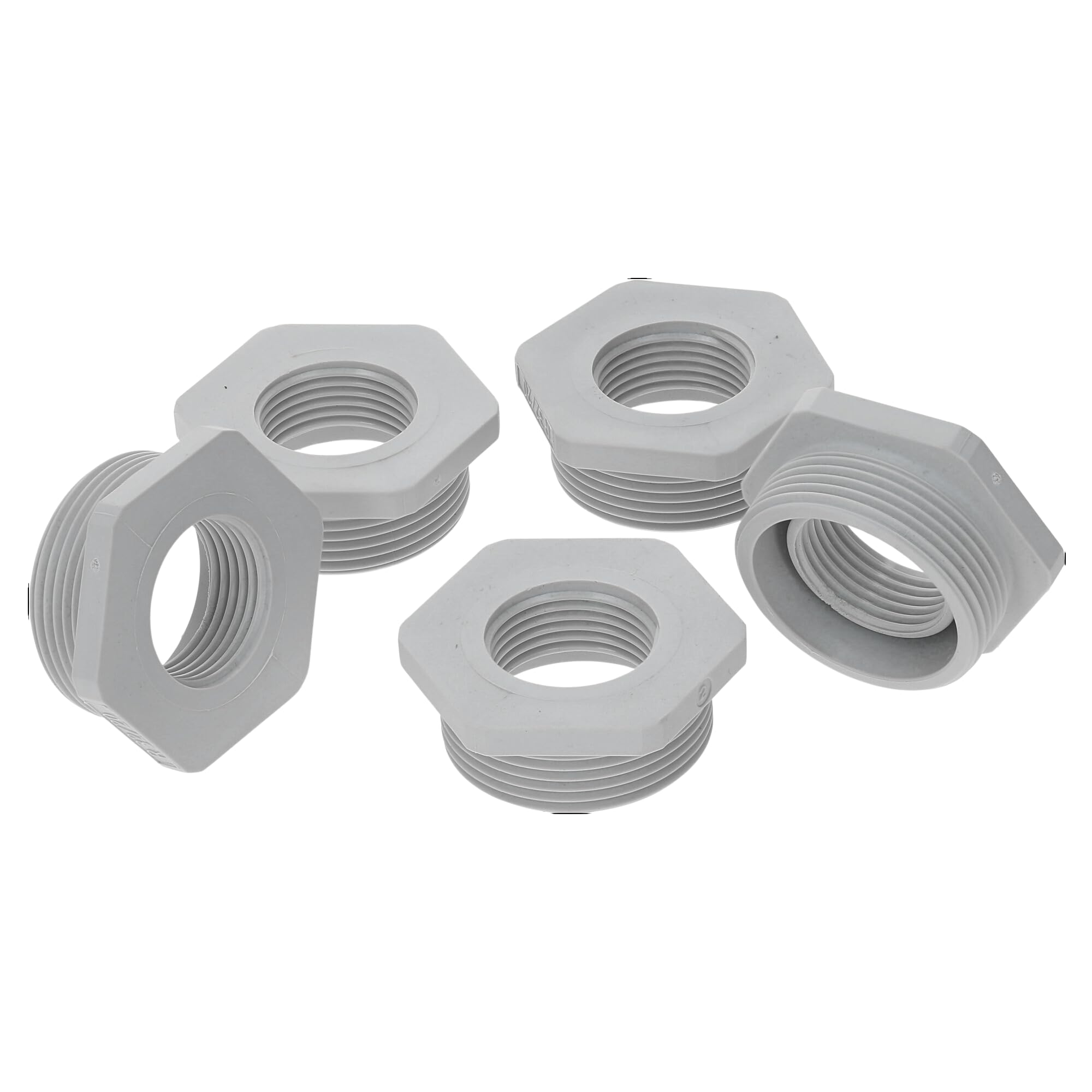 Kalitec G6322000 Reduction M32/M20 Plastic Light Grey I Reducer Cable Gland Hexagonal I M20 Female Thread I M32 Male Thread I IP68 Pack of 5