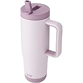 Built 40 oz Cascade Flip Straw Tumbler, Double Wall Insulated Bottle, Gym & Sport Bottles - Stainless Steel & Straw Lid, Leak-Proof, Soft Bumper Base, Portable BPA-Free (Lavender)