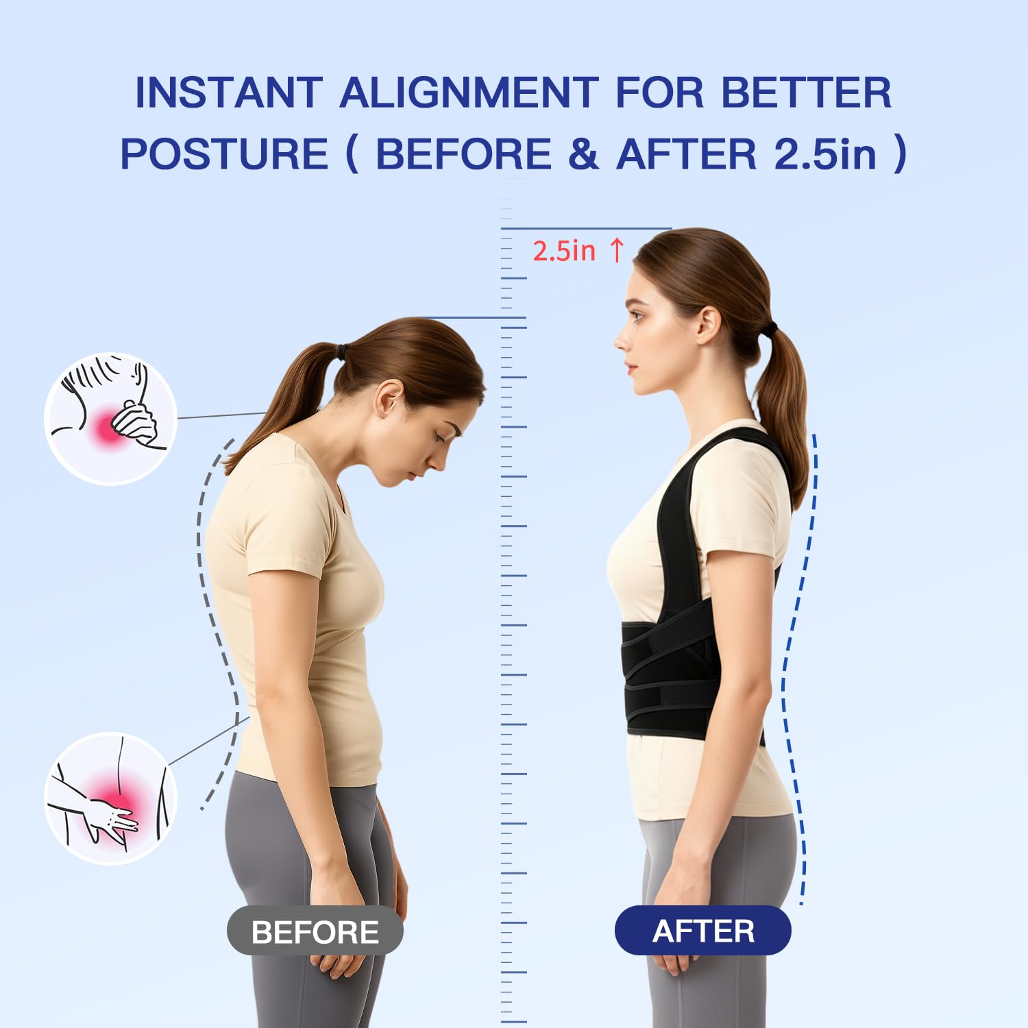 Condition photo showing As Is for knxwalt posture corrector for women & men, back brace straightener with adjustable support, relief f