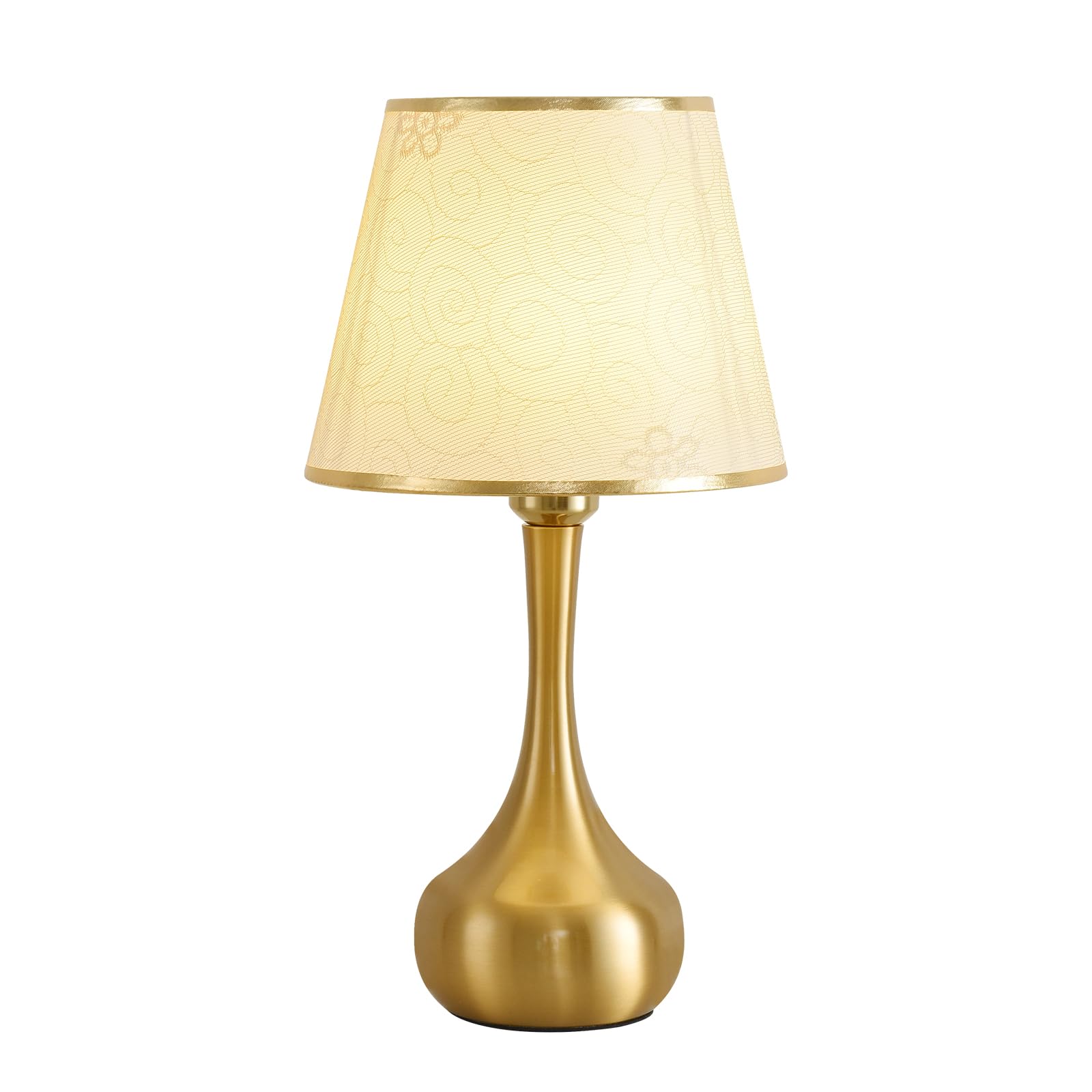 Photo 1 of ***Factory seal***
WELAISA Modern Metal Table Lamp with Gold Base, Beige Fabric Shade, Elegant Teardrop Design for Bedroom, Living Room