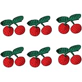 6Pcs Girls Hair Clips, Handmade Crochet Sweet Cherry Shape Hair Barrettes, Manual Knitted Cute HairPins Alligator Clip Hand-Woven Creative Hair Slide, Fashion Hair Accessories for Kids Teens Gifts
