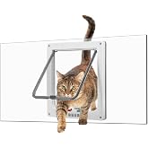 Cat Door for Window, Fits 18"-28" Width Vertical Window, Can be Cut, Clear | Cat Door Window Insert with 4 Locking Modes, for Small Window, Pet-Friendly, No-Damage &amp; Easy Installation, Energy-Efficient