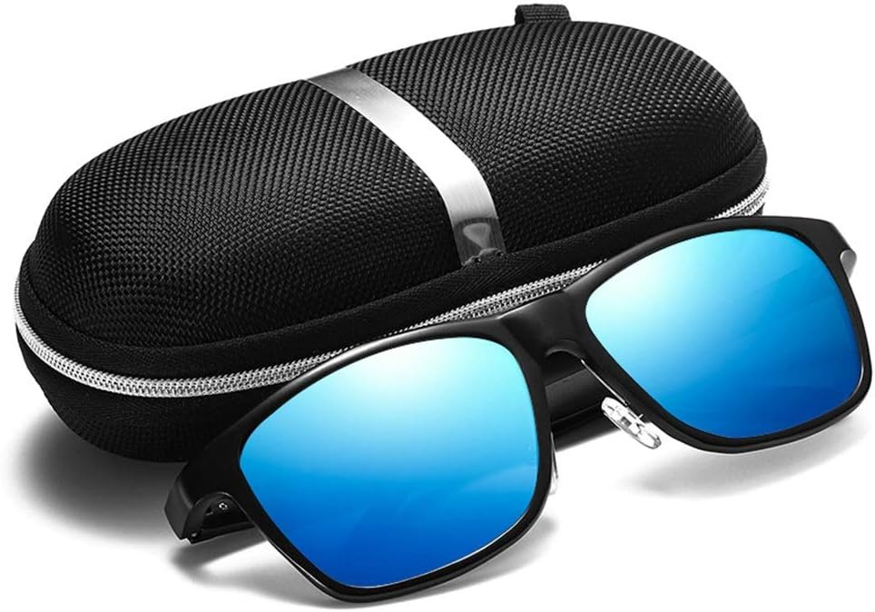 WYHP Fashionable Men's Al-Mg Polarized Sunglasses, Full Frame Personalized Sport Fishing Sunglasses Driving Glasses Polarized Glasses Sport Glasses Fishing Golf Goggles (Color : Blue)