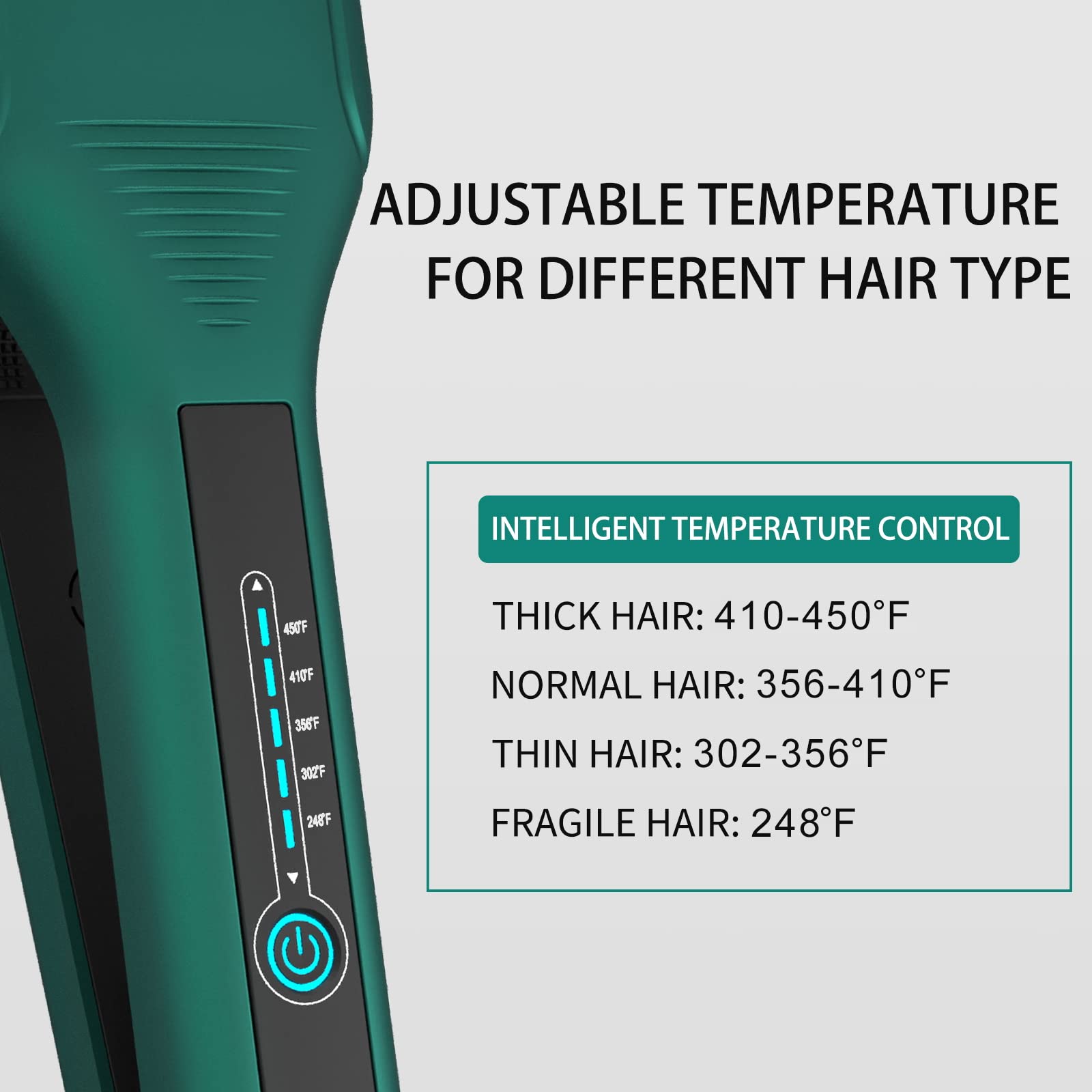 K&K 2.16 Hair Straightener for Thick, Extra Wide Flat Iron with Adjustable Temperature(248-450℉) Ceramic Coated Floating Panel, 30s Fast Heating, Dual Voltage, for Thick Curly Hair