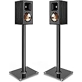 PEGZONE Speaker Stands Pair for Surround Sound,55 LBS Capacity,30.1 inch Floor Bookshlef Speaker Stands,Cable Management,Large Base,1 Pair,Black