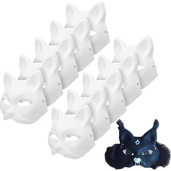 SEWACC - 2 Máscaras De Gato Estilo Japonés, Máscaras De Plástico