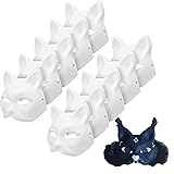Apettoey 10PCS Cat Masks - White Therian Masks for