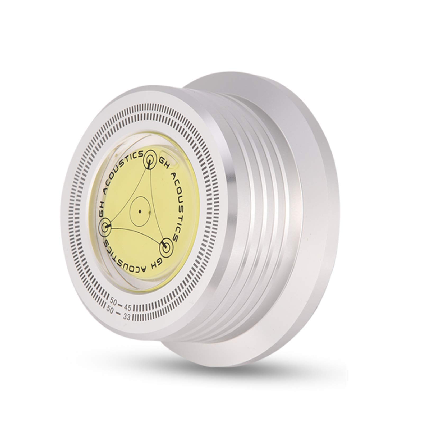 50Hz Turntable Disc Record Stabilizer, Aluminum Turntable Clamp with Built-in High Bubble Level Suitable for LP Vinyl Record Player(SILVER)